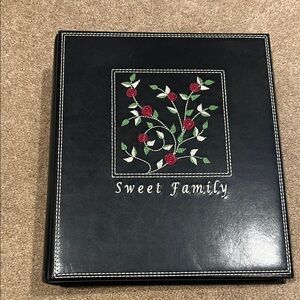 Sweet Family Black Photo Album with Embroidered Roses